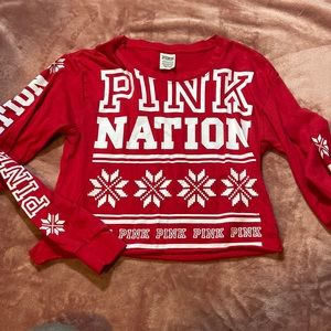 PINK long sleeve cropped top